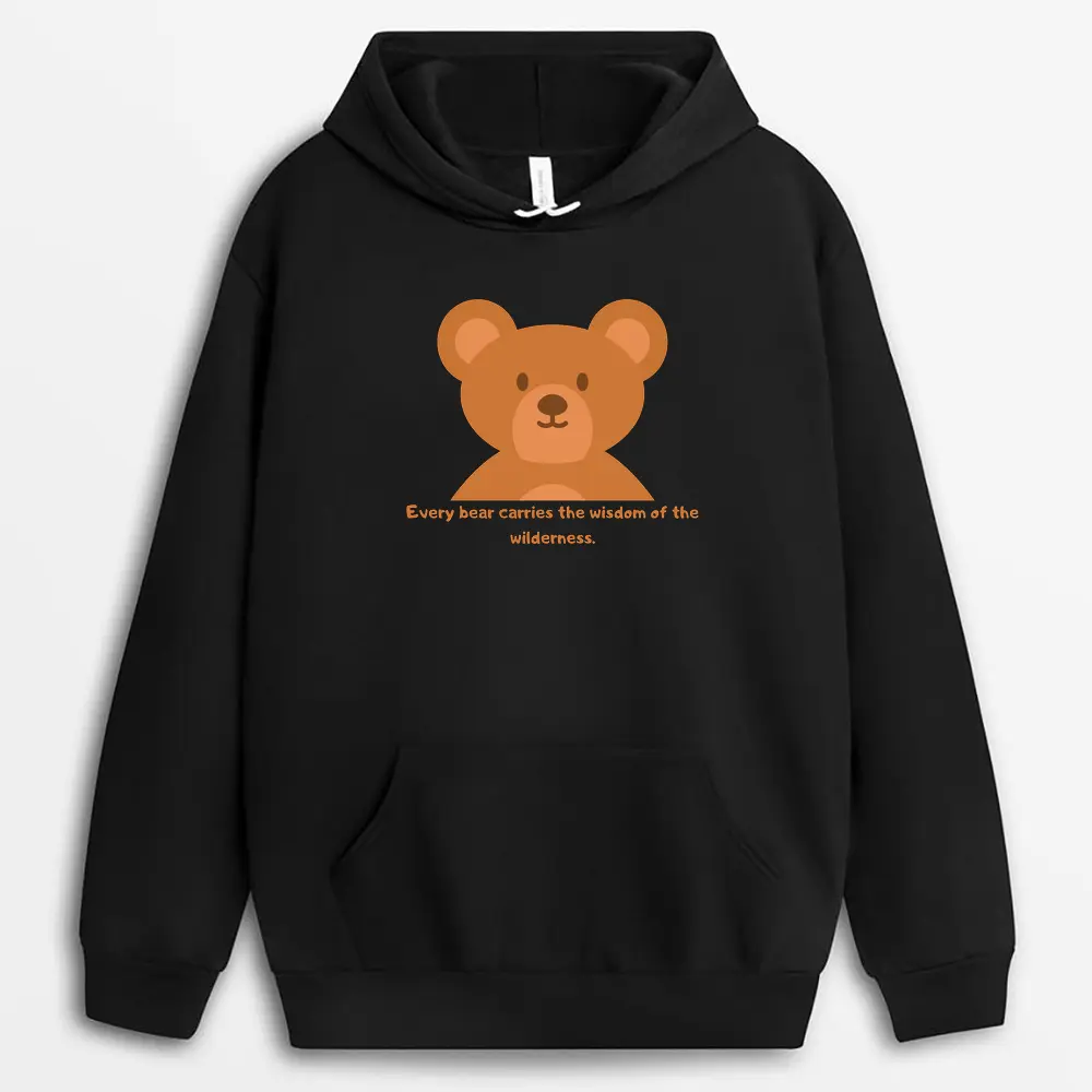 Every Bear Carries The Wisdom Of The Wilderness Redxtee Hoodie - Black