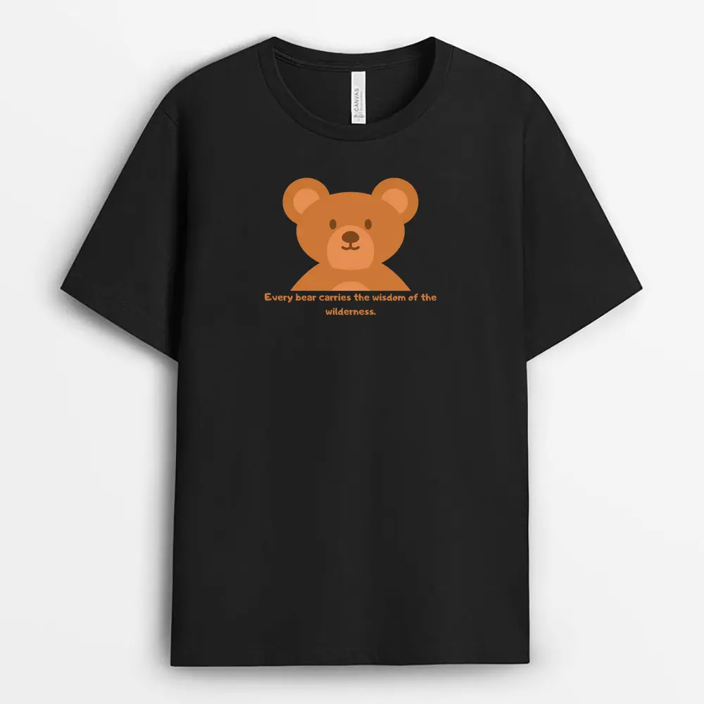 Every Bear Carries The Wisdom Of The Wilderness Redxtee T-Shirt - Black